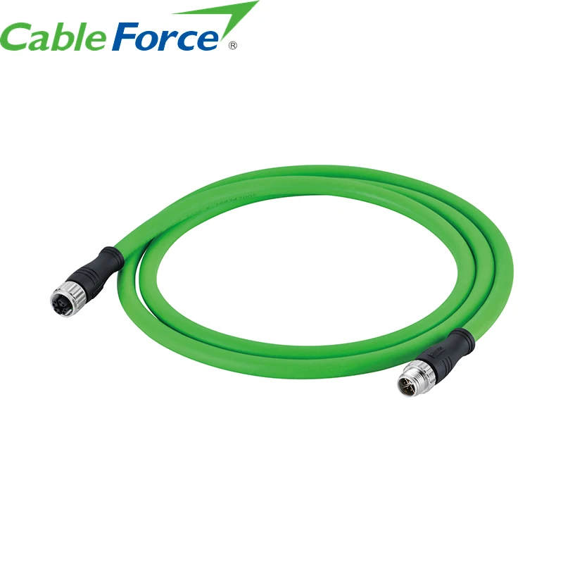 Cableforce заменить для больных YM2X18-020EG1M2X18 M12 X код 8 Pin типа «папа» к женскому разъему формованный 2M кошачий 6A Ethernet кабель