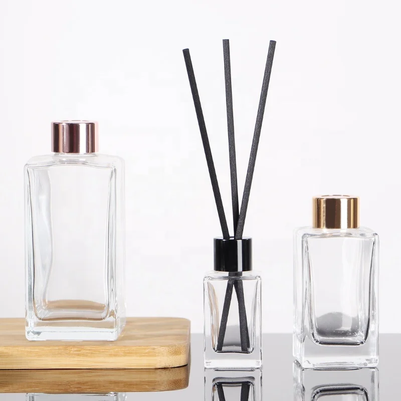 250ml empty clear rectangle square reed diffuser glass aroma bottles luxury glass
