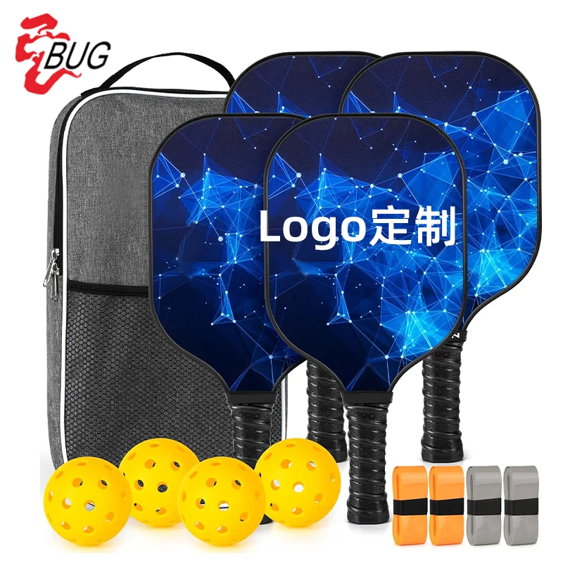 Outdoor Activities Fiberglass Pickleball Paddle Portable Pickleball Racket Carbon Fiber Set of 2 Popular Package