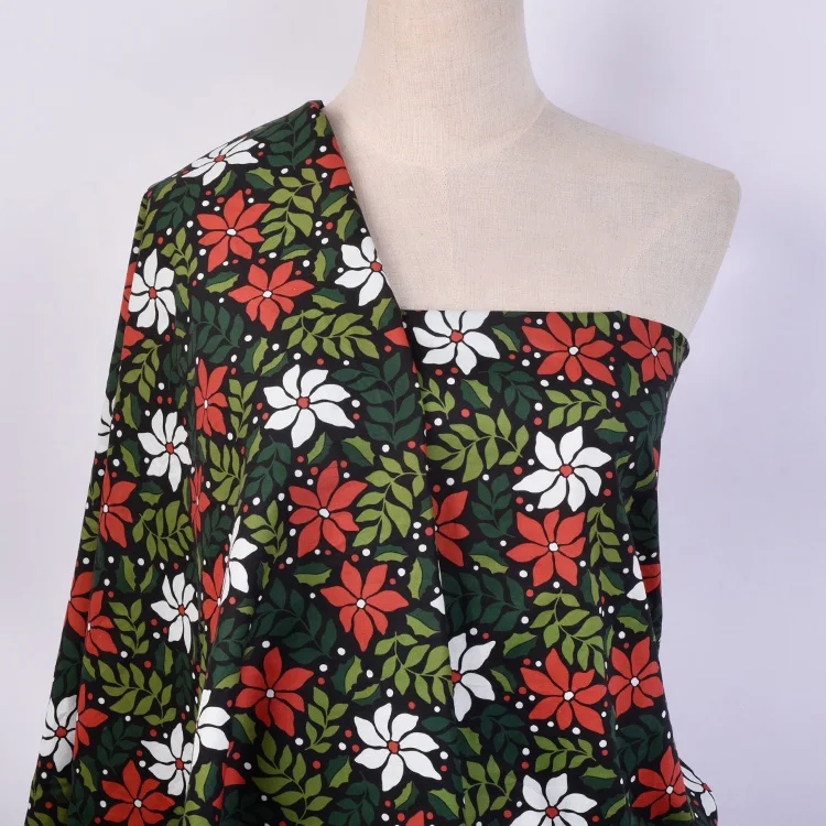 Custom Digital Christmas Print 100% Cotton Poplin Fabric Patchwork Christmas Fabrics For Skirts Sewing