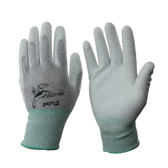 Washable Work Carbon Fiber Anti-static with PU Coated Anti ESD Gloves