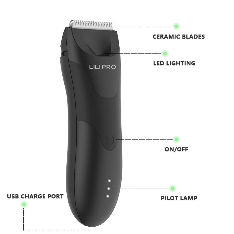 LILIPRO Waterproof Rechargeable Hairscape Clipper Electric USB Cordless Professional Body Groin Hair Trimmer Men