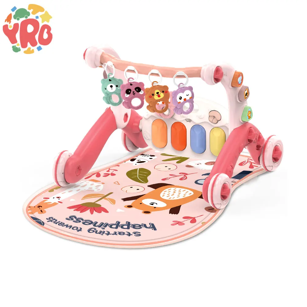 Wholesale 6 in 1 baby pedal piano Multi function baby activity fitness mat with music and lights baby walker