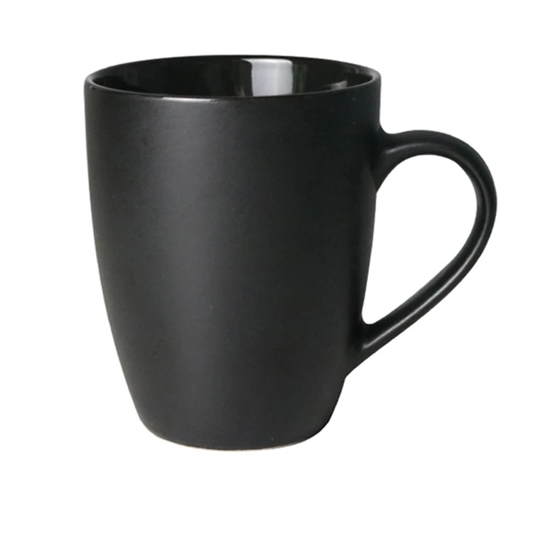 12oz fully color glazed custom logo ceramic coffee cup matte black mug