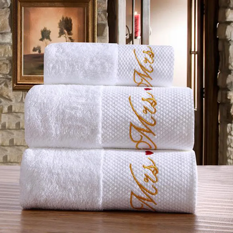 Sublimation soft cotton  high quality luxury embroidery jacquard stripe sustainable with logo custom print hotel bath towel sets