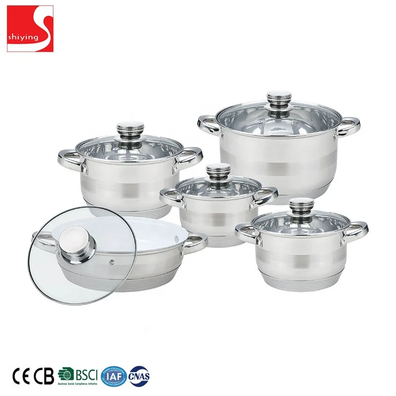 SY-Kitchenware 10 pcs kitchen cooking pot stainless steel cookware set