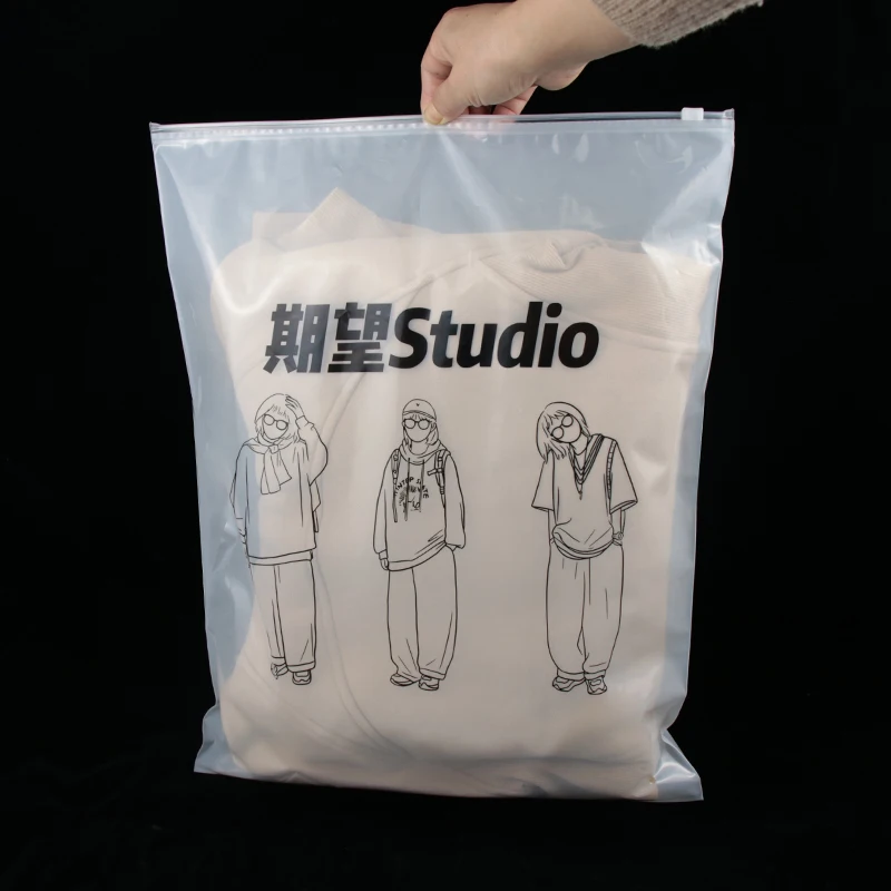 Custom logo printed Slide Ziplock Zipper Plastic Bag Clear Transparent Clothing Tshirt Poly Zip Bag