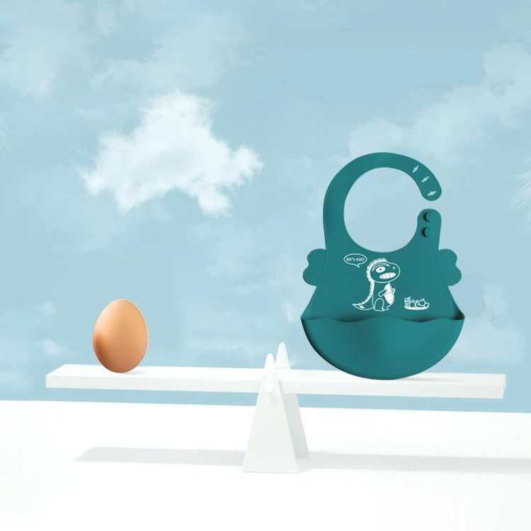 Baby supplies products food grade silicone baby bibs waterproof dinosaur cartoon silicone baby bib for free sample