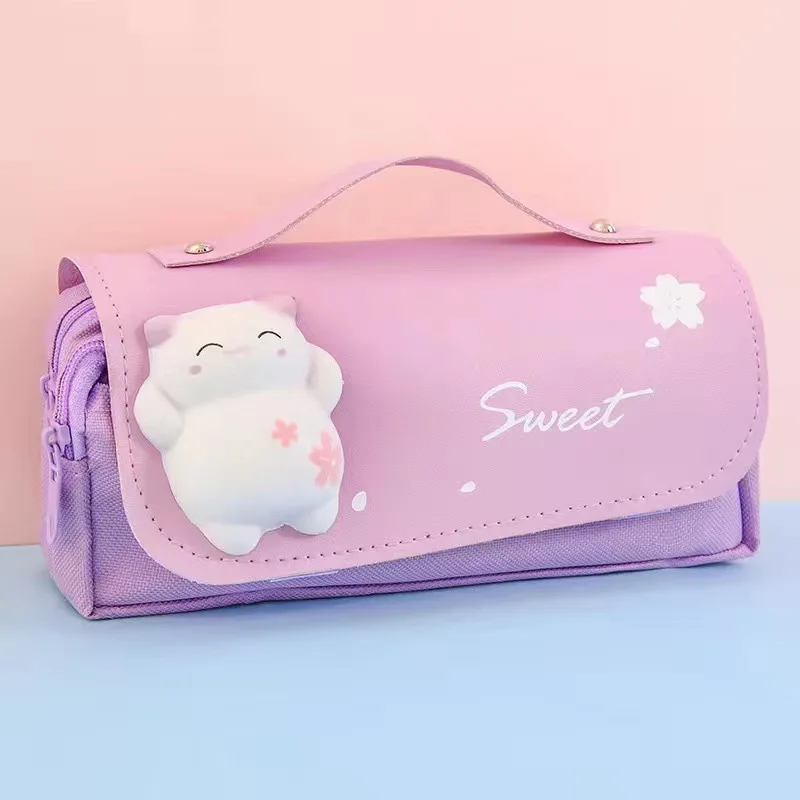 school supplies Large-capacity student cute decompression stationery high quality oxford3 layers  pencil  bag