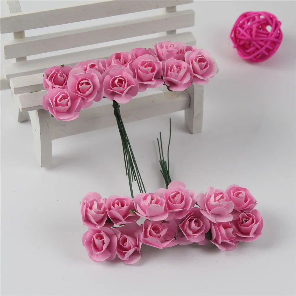 M03386 Wholesale Hand Made Small Roses Paper Flowers Head Artificial Mini Rose Paper Flower For Decoration