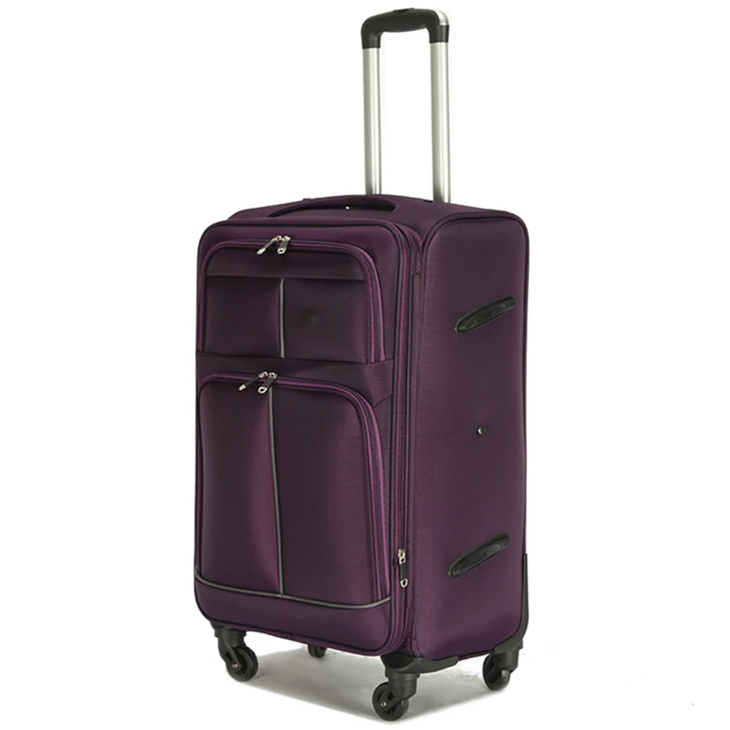 Custom LOGO Zipper Style Waterproof Fabric Soft Check-in & Cabin Luggage Sets Unisex Large Capacity Trolley Suitcase for travel