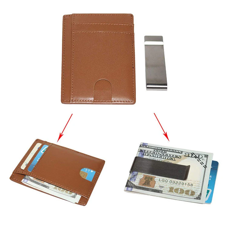  WM6028 Новое поступление коричневый RFID кошелек мужской кожаный зажим для денег минималистичные кошельки тонкий