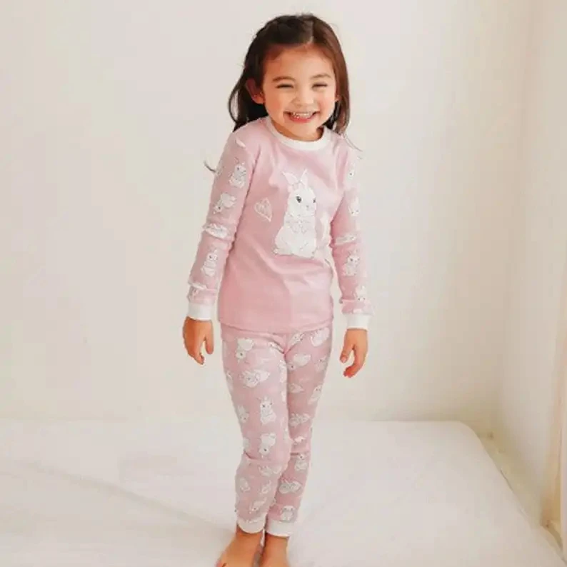 Children Baby Bunny Pajamas Set Kid Snug Fit Pajamas Set Girls Rabbit Two Piece Suit