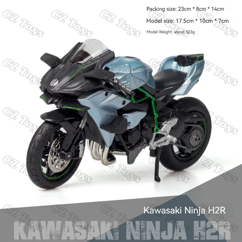 Diecast 1:12 Ducati Kawasaki Ninja H2R with sound and light front-wheel steering ornament Metal model motorcycle alloy model