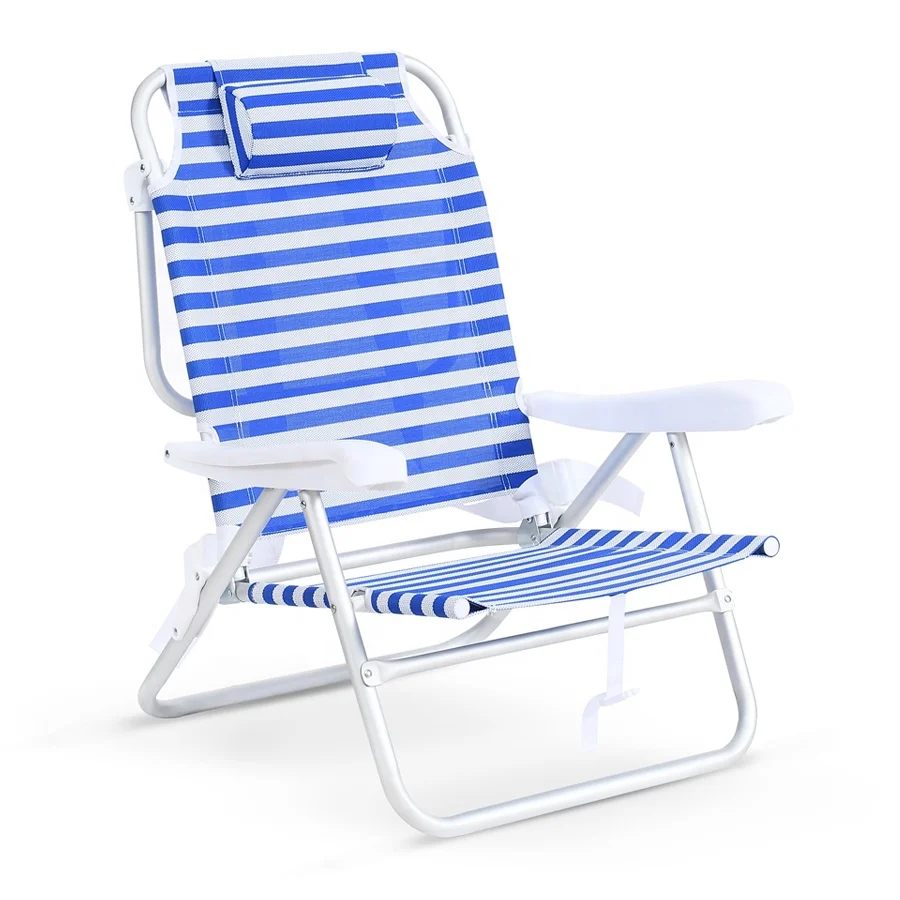 Wholesale 5 Position Adjustable Reclining Portable Aluminum Lightweight Foldable Sun Beach Chair