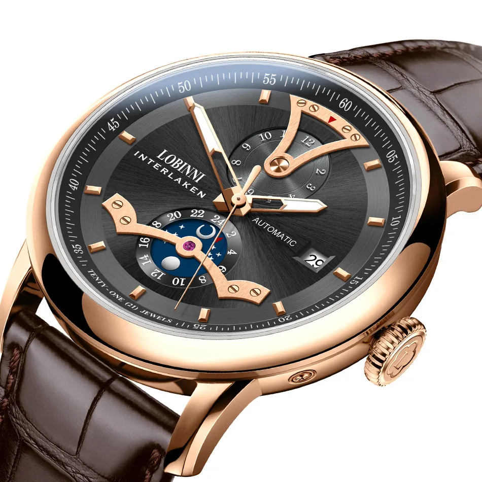 Роскошные автоматические часы LOBINNI уникальный дизайн наручные мужские Armbanduhr 2020