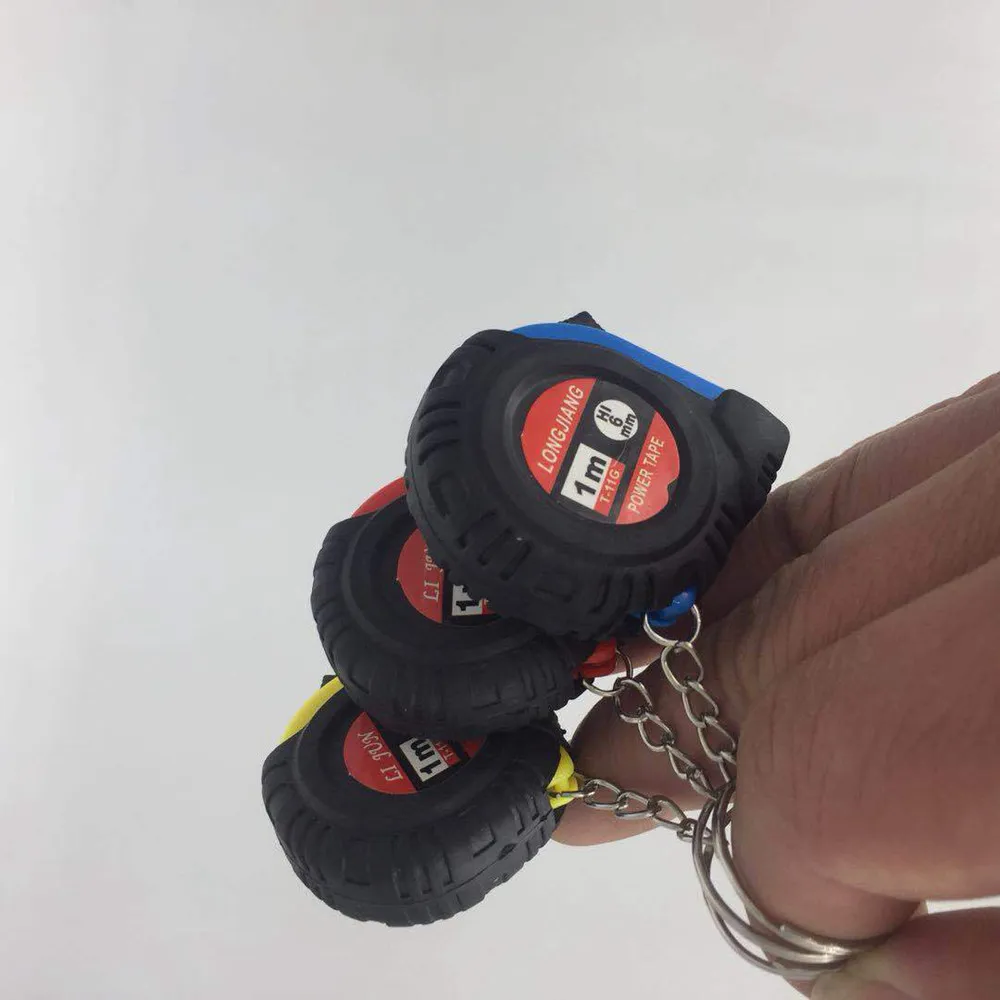 Factory Custom Promotional Gift Mini 1m Measuring Tape Key Chains Plastic Tape Measure Keychain
