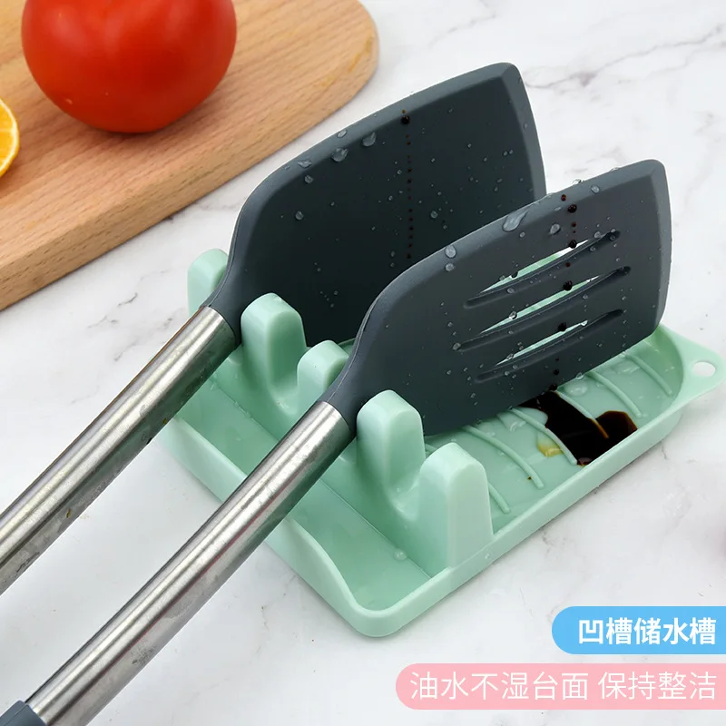 Silicone kitchenware spoon pad silicone spatula spoons shelf rack kitchen cooking tools accessories spoon holder mat shovel mat