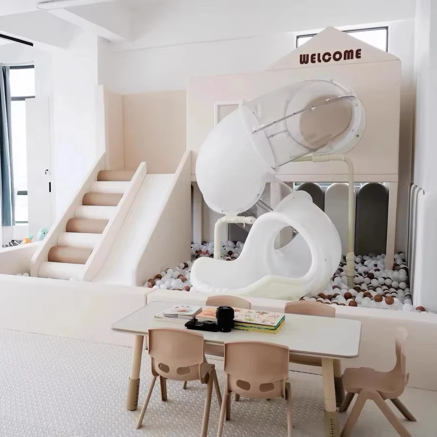 children safety soft foam plastic indoor playground with slides and ball pit for daycare center hospital