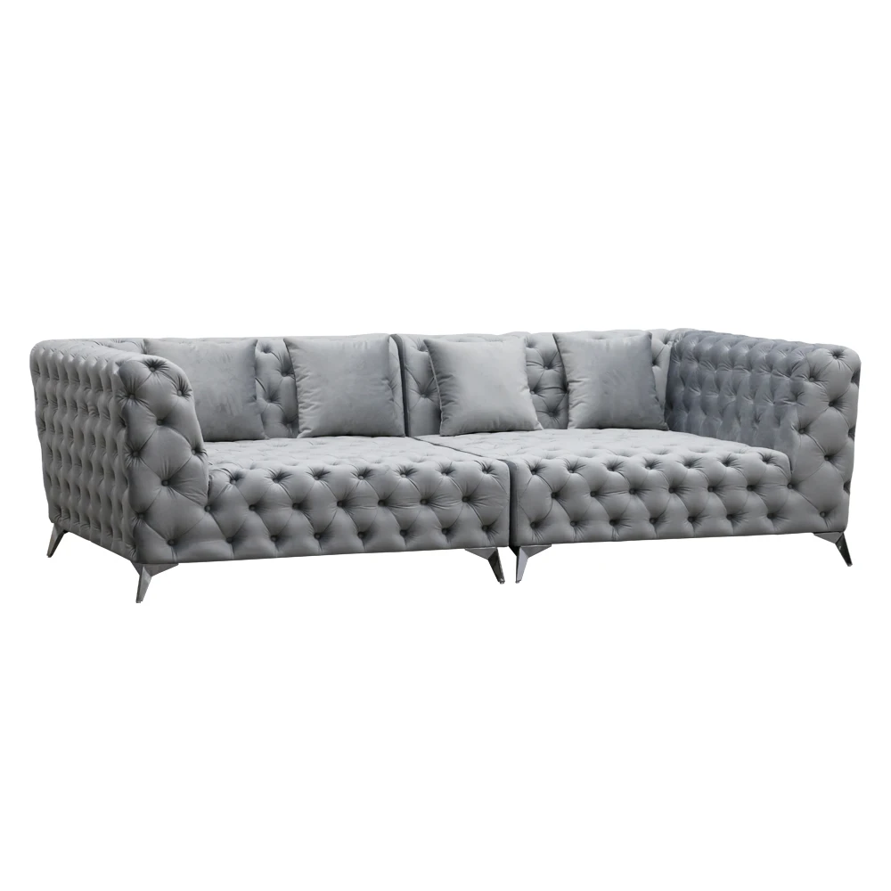 ROOMGEM Factory Designer 4 Seater Italian Modern Tufted Sofa For Living Room