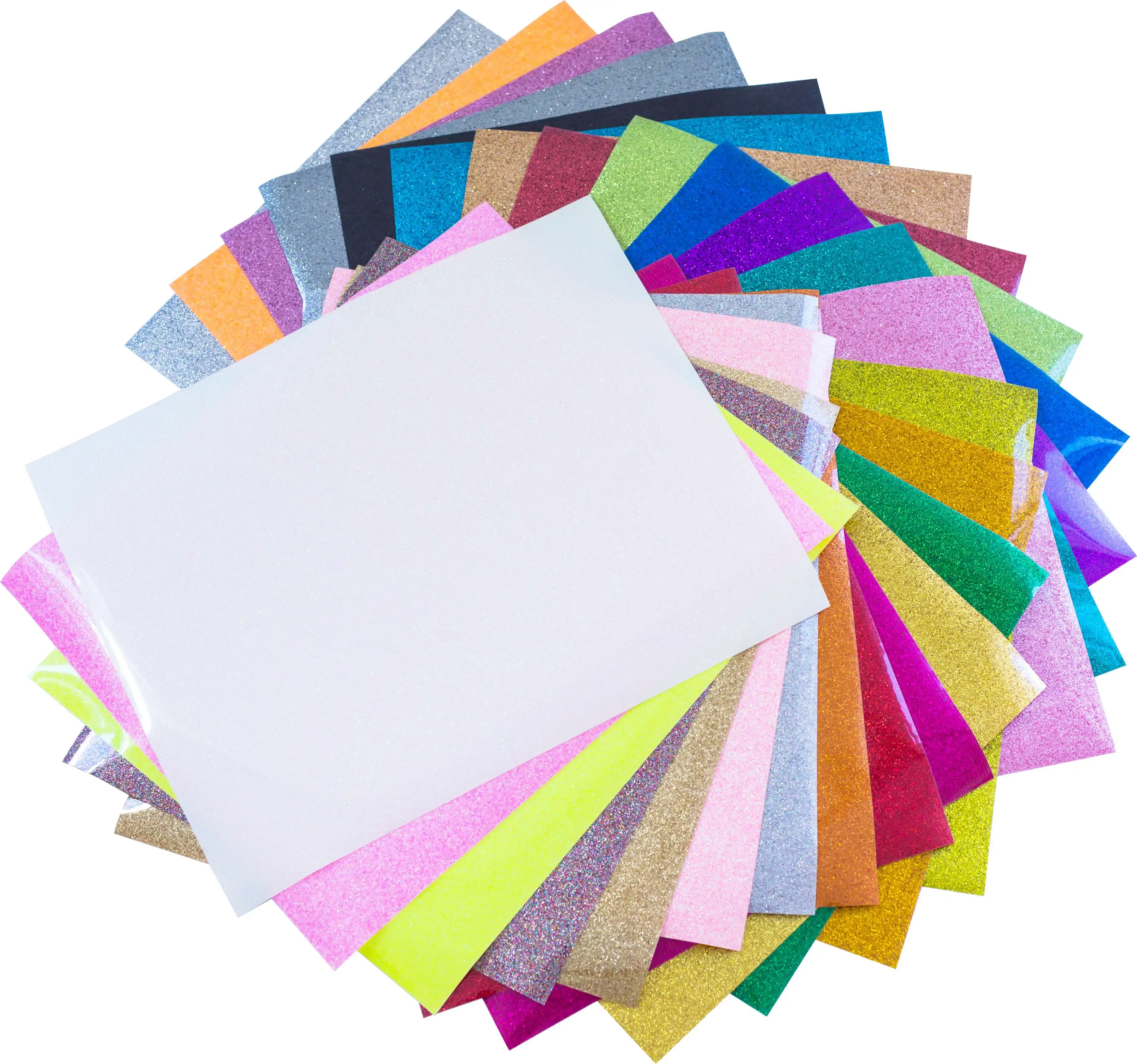 Yuanfan Transparent backing Glitter Heat Transfer vinyl sheets for t shirt clothing fabric textile printing design cricut
