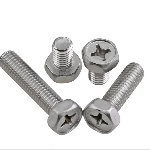 M6X60 cross recessed indented hex head bolt stainless steel screw