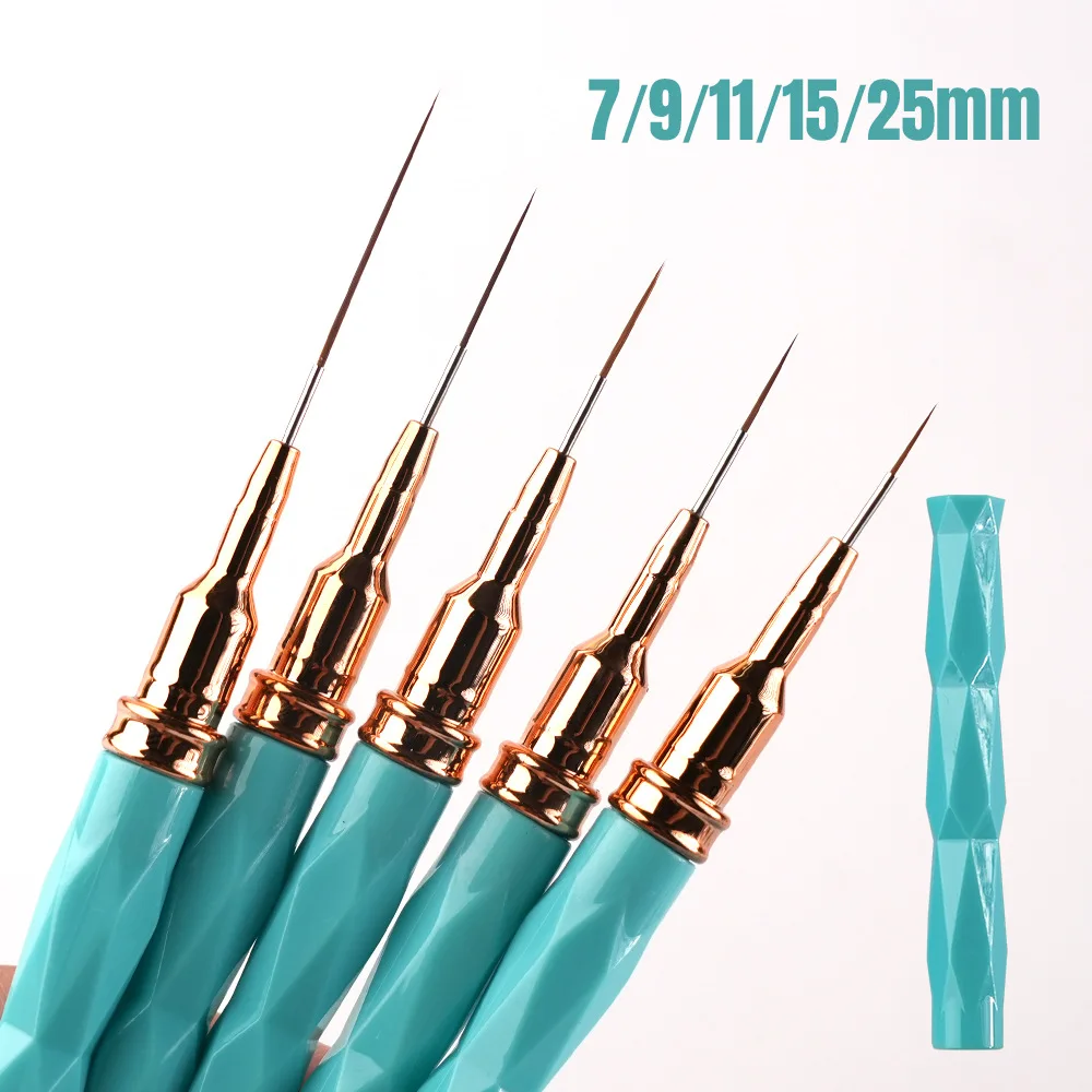 7/ 9/ 11/ 15/ 25mm High Quality Nail Liner Brush Pink Acrylic Brush Kolinsky Nail Art Brush Tool