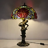 LongHuiJing Tiffany style stained glass table lamp 16Inch lampshade dragonfly LED E27 bulb decor desk lights