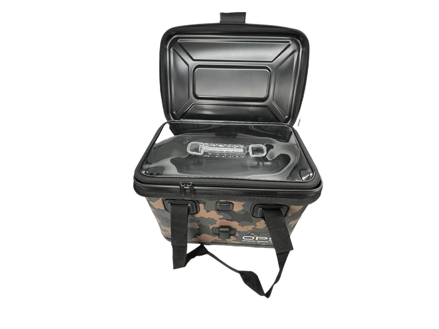 EVA CAMO FISHING BAG HARD COVER TACKLE CONTAINER CARRYALL BAG WITH DETACHABLE TRAY