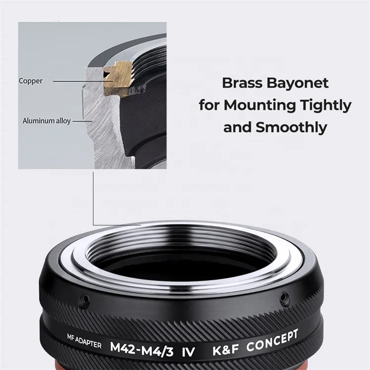 K&F Concept Lens Mount Adapter M42-M4/3 IV Manual Focus Compatible with M42 Lens and Micro Four Thirds (M4/3) Mount Camera