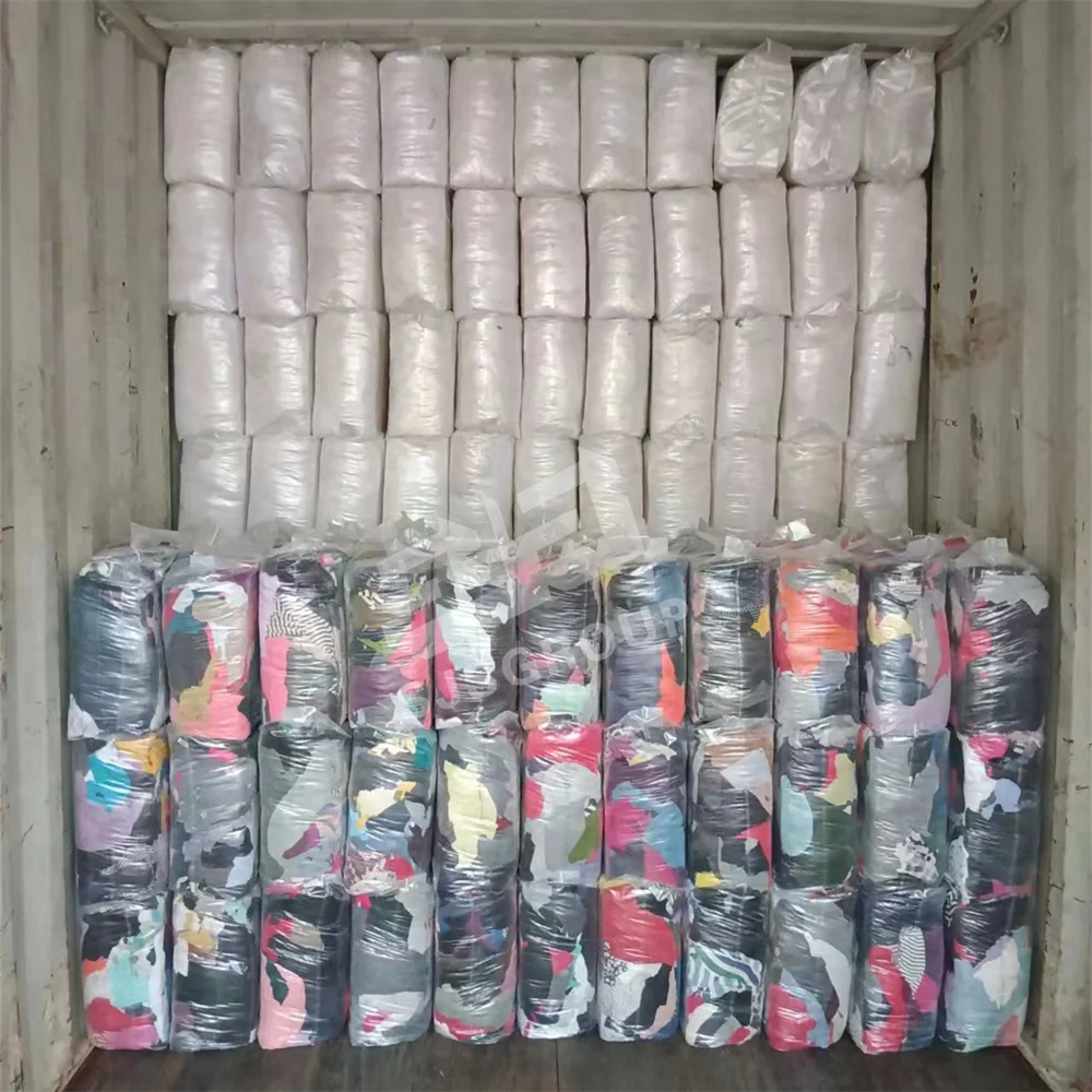 Industrial use Trapo Industrial De 25kg Multicolor Algodon Factory Fabric Scraps Cotton Wiping Rags With 10Kg Bale
