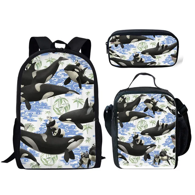 
Fashion Bookbag Set For Kids Dolphin Printing Portable Bagpack School Bag Exclusive Custom Printed Logo School Backpack China 