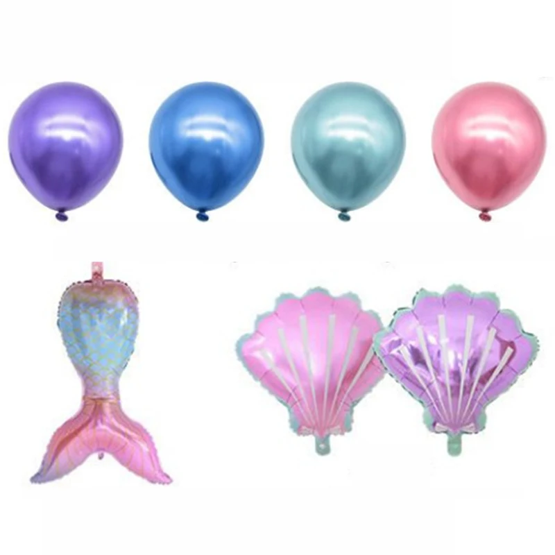 Column mermaid number balloon mermaid theme foil set children birthday scene layout