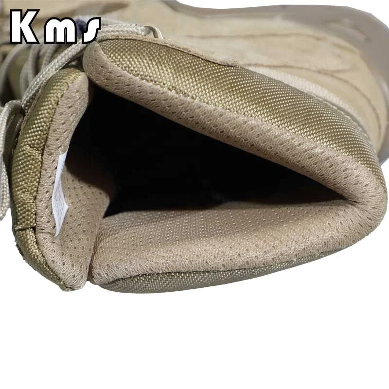 KMS Custom Wholesale Coyote Jungle Grain Leather Outdoor Hunting Botas De Combate Tactical Combat Boots For Men