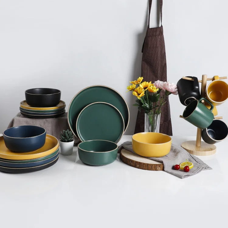 Hot Selling Ceramic Tableware Sets Western Stoneware Dinnerware Sets Porcelain Dinner Sets Supermarket Dishes & Plates