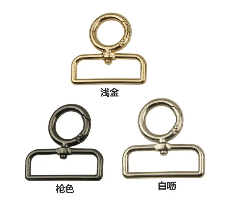 Round Spring Snap Hook Nickel Square Swivel Base Zinc Plated Metal Swivel Snap Hooks for Handbag Leather Shoulder Tape Dog Leash