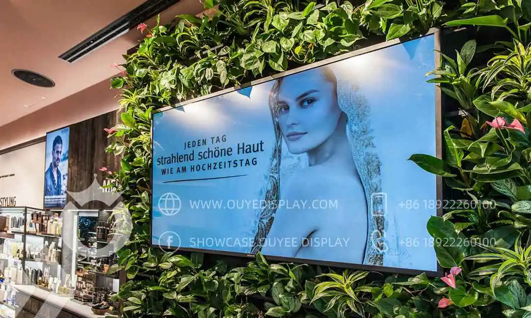 Custom Wood Showcase for Cosmetic Store Perfume Display Glass Shelves And Lockable Counter With Drawer and Storage