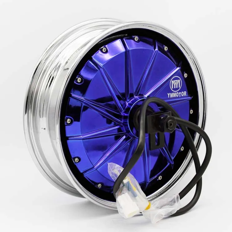 YMMOTOR DC brushless hub motor 72V12 inch 3KW suitable for electric motorcycle scooter Electroplating blue