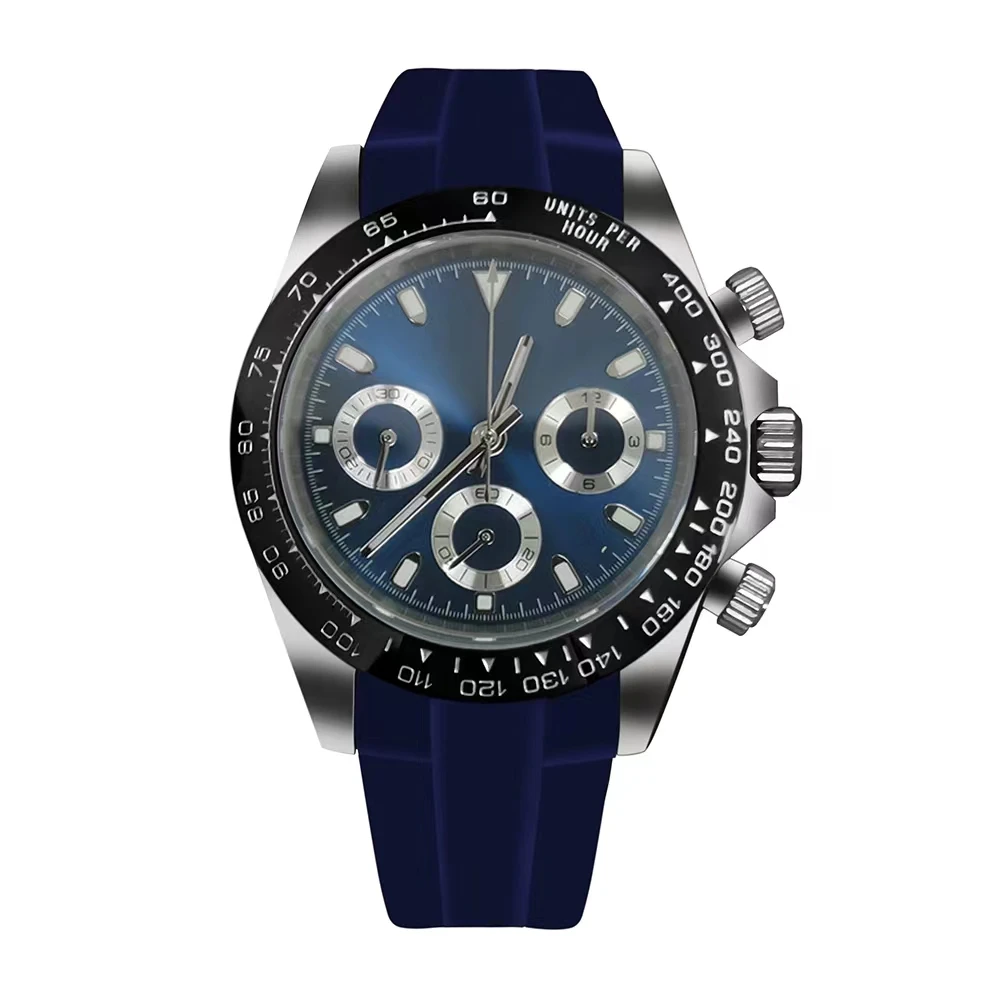 VK63 movement case 39MM men quartz watch chronograph electronic watch luminous stainless steel case watch accessories