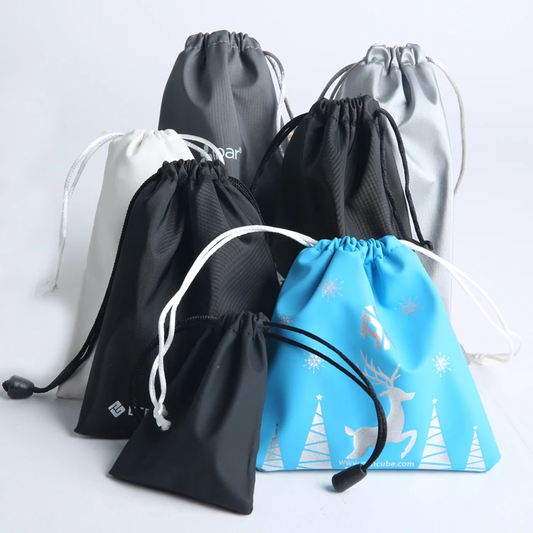 High quality cheap Black leather waterproof cosmetic travel bag pu drawstring bag