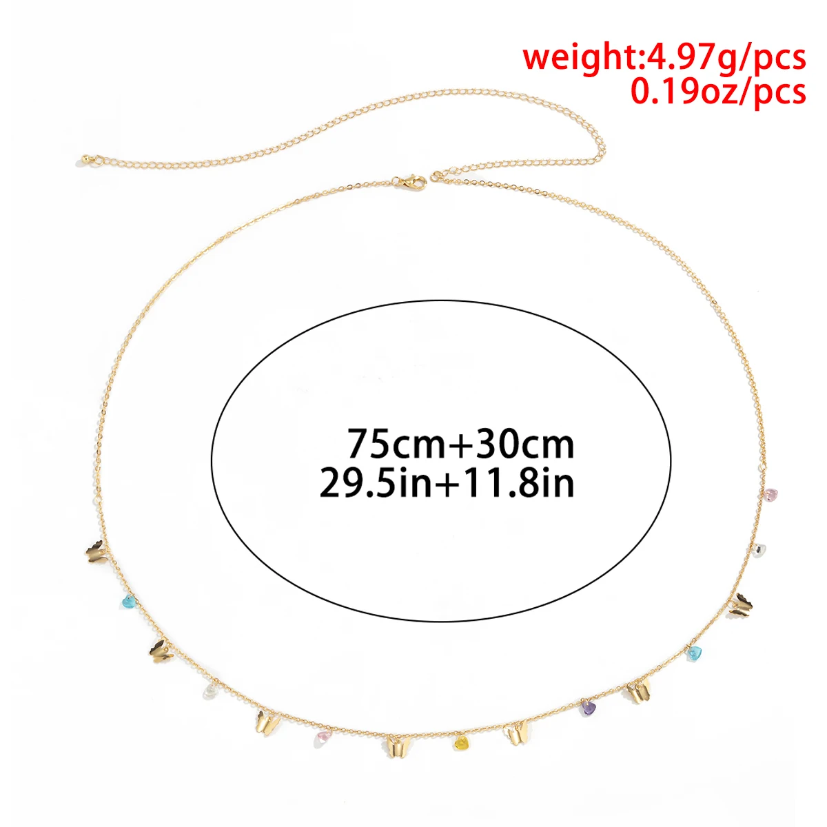 SHIXIN Bohemia Butterfly Pendant Waist Chain Colorful Geometric Acrylic Beaded Belly 2021 Trendy Body Jewelry