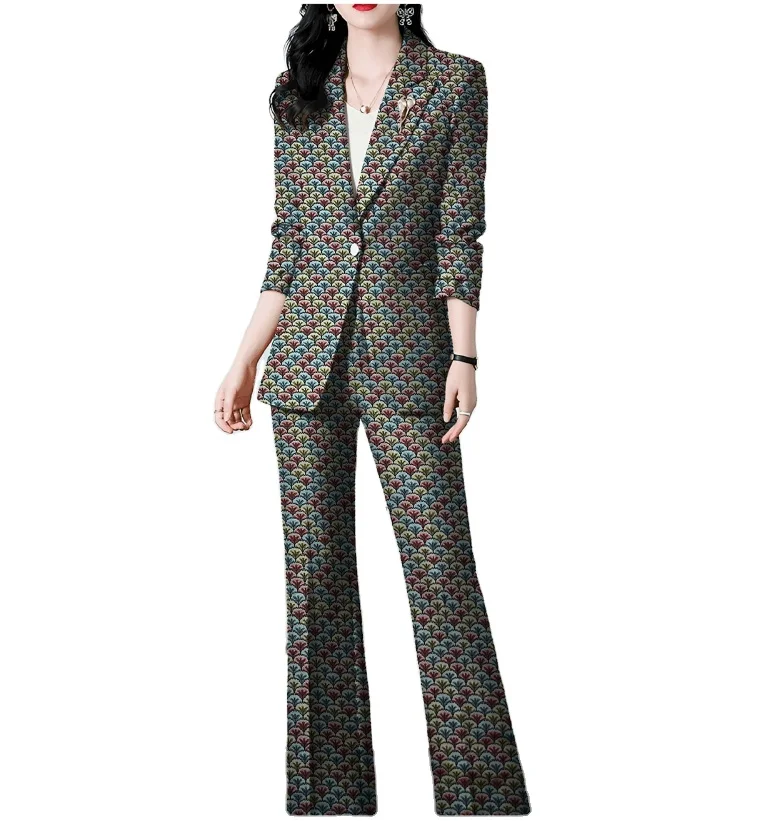 High definition shell pattern European yarn-dyed high density jacquard jacket suit