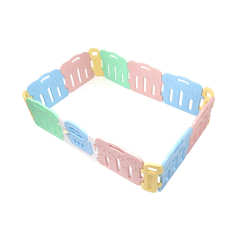 
16 sided panel adjustable foldable multi-color panels PE safety plastic baby playpen kids large playpen set 