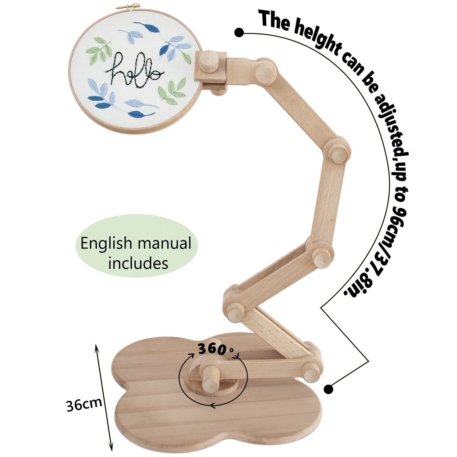 Multifunctional Embroidery Lap Stand Frame Wood Tapestry and Cross Stitch Hoop Set Ring Frame Adjustable Sewing Tools