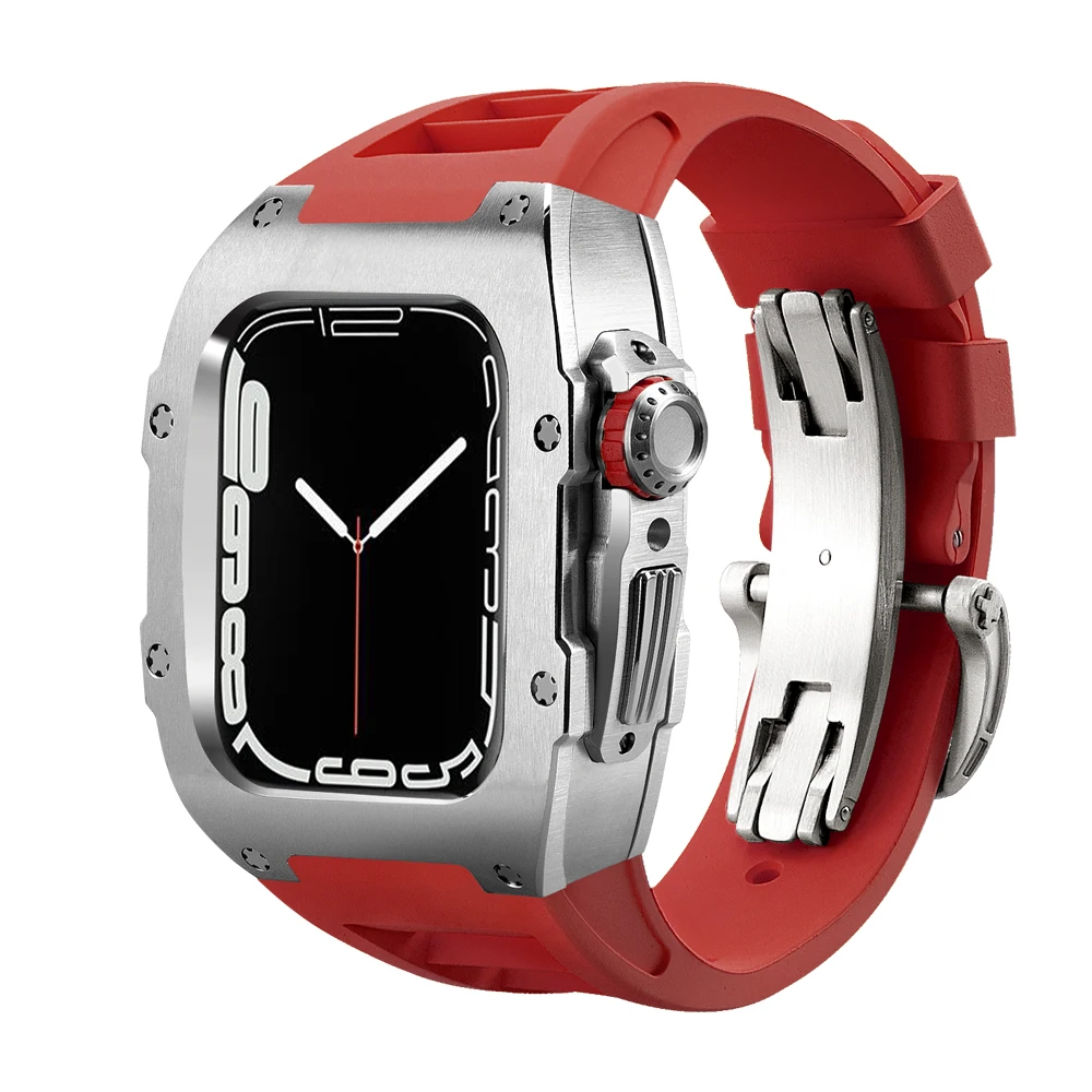 Комплект для часов из нержавеющей стали 316L резиновый корпус Apple Watch Series 8 7 6 SE 5 4 3 44 45