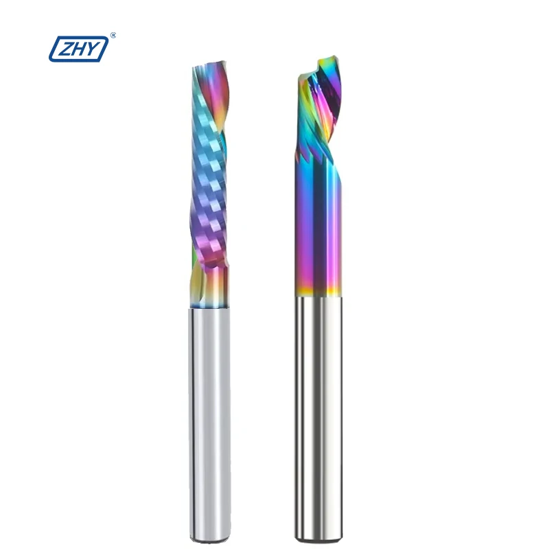 Zhy Manufacturer CNC tools tungsten carbide dlc coated single- flute milling cutter for single edge aluminum