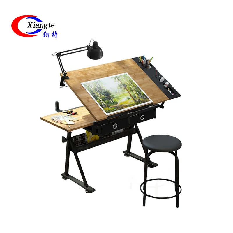 School Furniture Folding Mesa De Dibujo Wooden Metal Painting Drafting Drawing Table