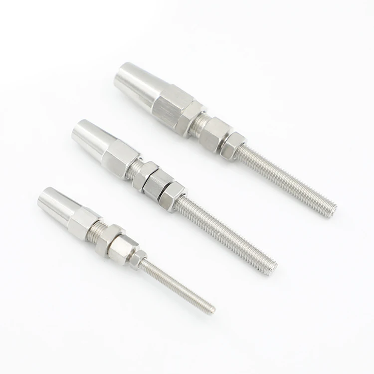 Rigging Hardware High Polished 316 Stainless Steel 5/32' 4mm Wire Rope Stud Swageless Threaded Terminal