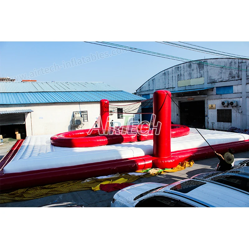 Summer outdoor sports game, inflatable volleyball court with trampoline