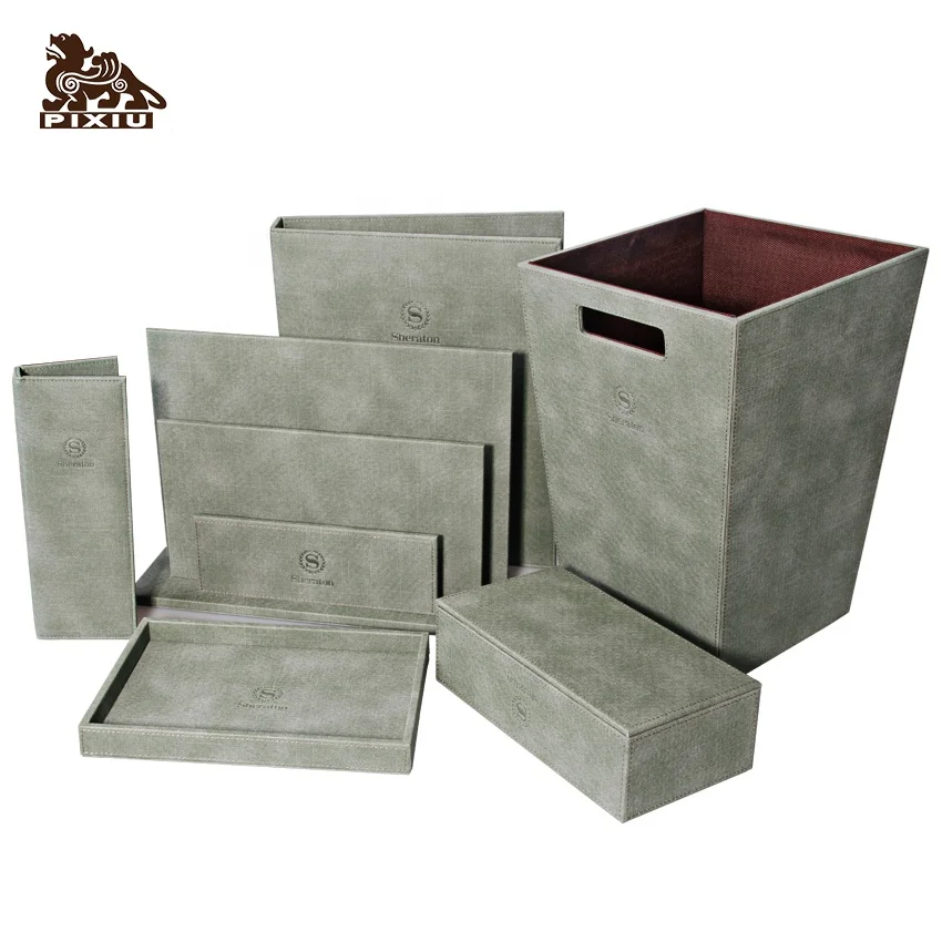 Guangzhou Factory Custom Pu Leather Hotel Room Accessories Set Restaurant Supplies Storage Box